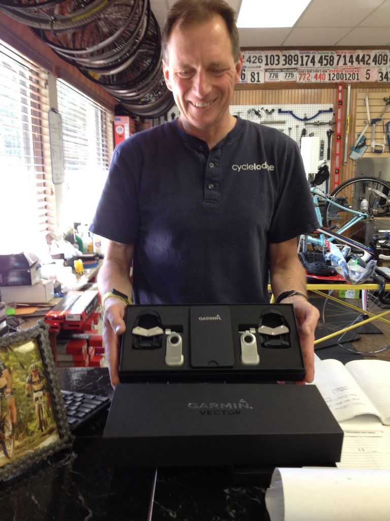 Jim peddling his new pedals (geddit?)